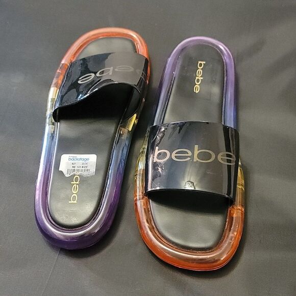 BRAND NEW BEBE MULTICOLOR SLIDE SANDALS - Picture 6 of 14